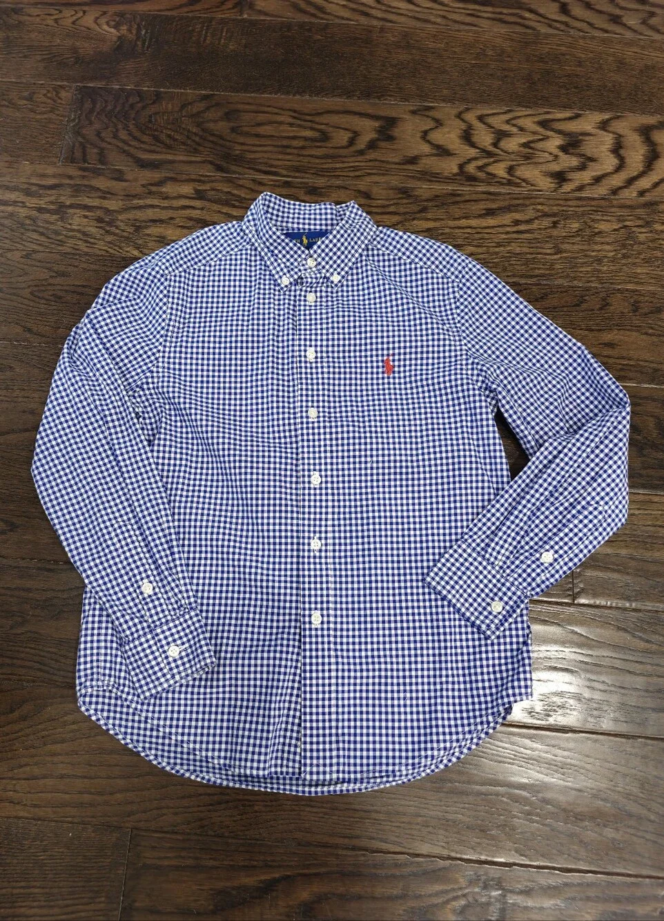 Polo Ralph Lauren Button Down Long Sleeve, Blue And White, Size M 10-12
